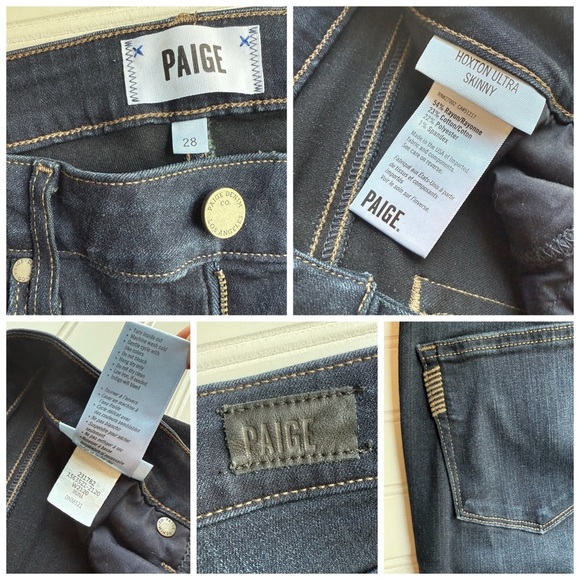 PAIGE Hoxton Ultra Skinny Jeans Denim Dark Blue Size 28 Mona W2120 29.5L - Picture 7 of 9